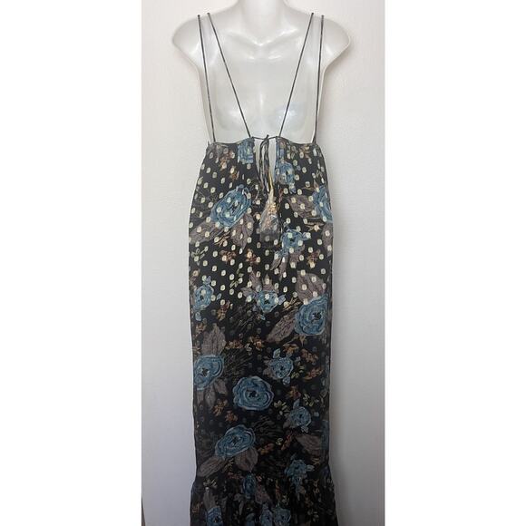 Natural Life Alice Maxi Dress Sleeveless Boho Tassels Black Blue Sz Large NWT - Picture 10 of 14